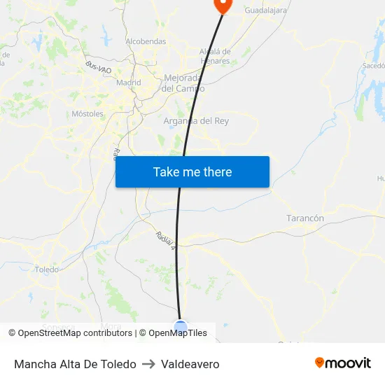 Mancha Alta De Toledo to Valdeavero map
