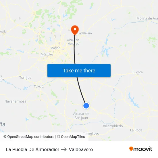 La Puebla De Almoradiel to Valdeavero map