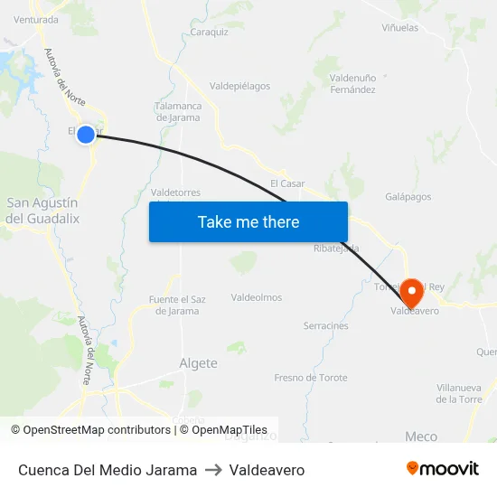 Cuenca Del Medio Jarama to Valdeavero map