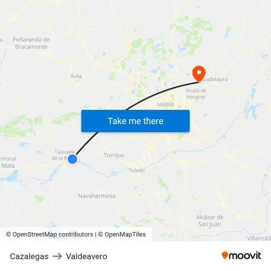 Cazalegas to Valdeavero map