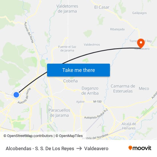 Alcobendas - S. S. De Los Reyes to Valdeavero map