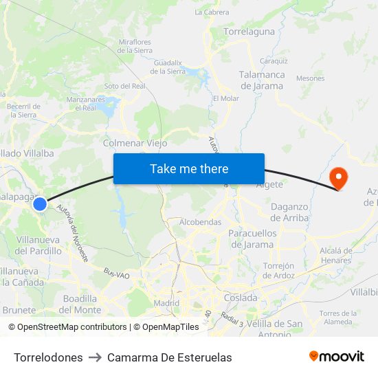 Torrelodones to Camarma De Esteruelas map