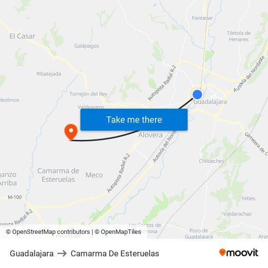 Guadalajara to Camarma De Esteruelas map