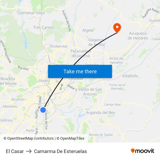 El Casar to Camarma De Esteruelas map