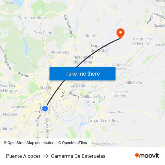 Puente Alcocer to Camarma De Esteruelas map