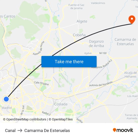 Canal to Camarma De Esteruelas map
