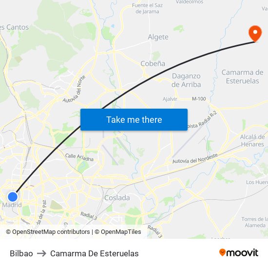 Bilbao to Camarma De Esteruelas map