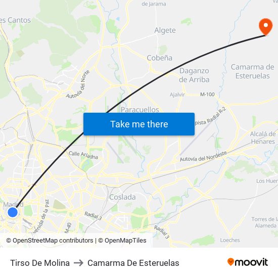 Tirso De Molina to Camarma De Esteruelas map