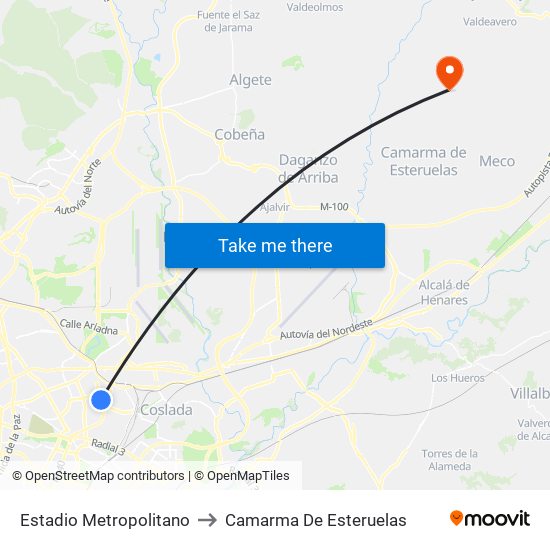 Estadio Metropolitano to Camarma De Esteruelas map