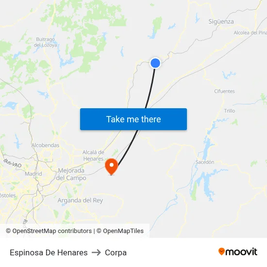 Espinosa De Henares to Corpa map