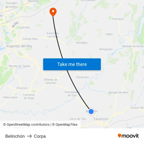 Belinchón to Corpa map