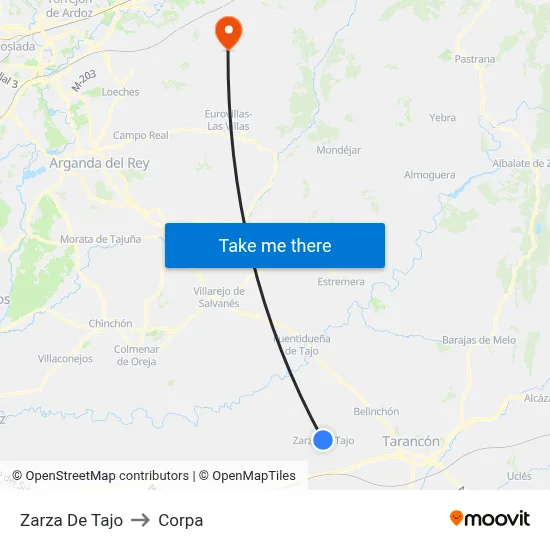 Zarza De Tajo to Corpa map