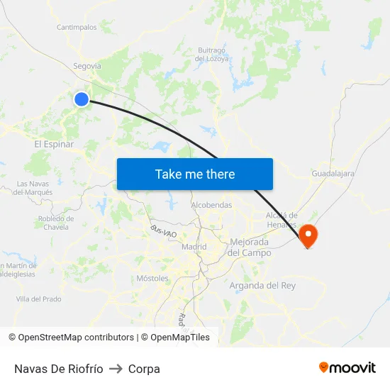 Navas De Riofrío to Corpa map
