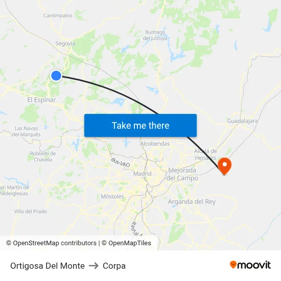 Ortigosa Del Monte to Corpa map