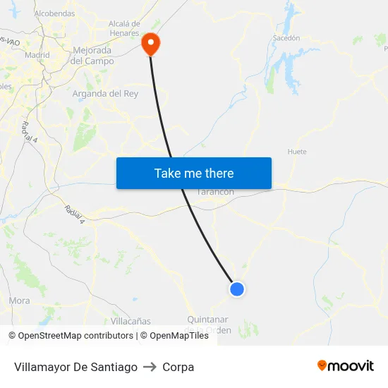 Villamayor De Santiago to Corpa map