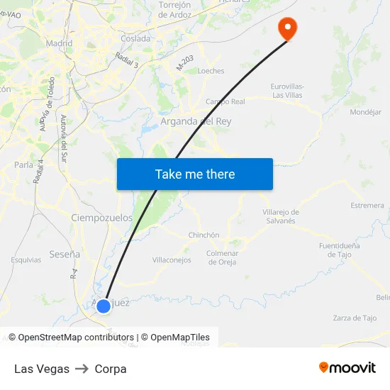 Las Vegas to Corpa map