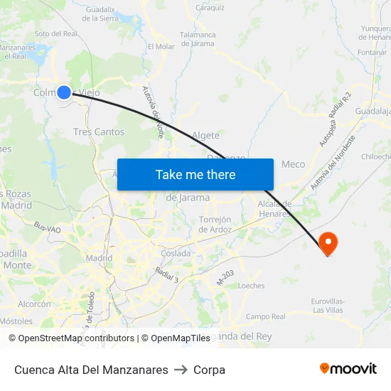 Cuenca Alta Del Manzanares to Corpa map