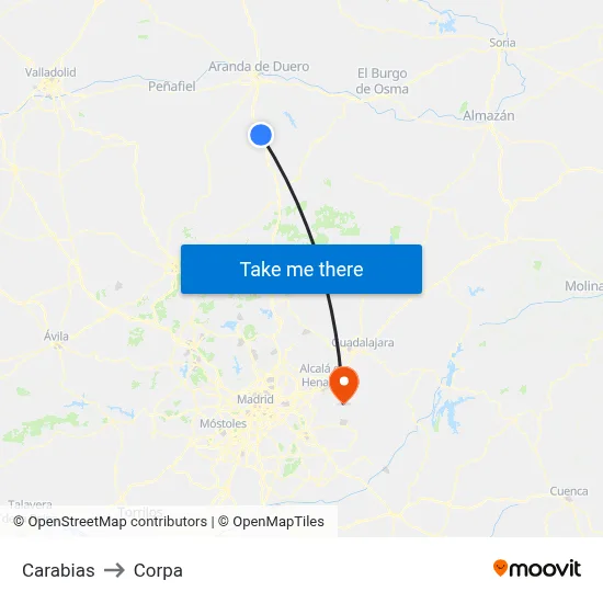 Carabias to Corpa map