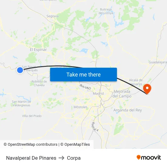 Navalperal De Pinares to Corpa map