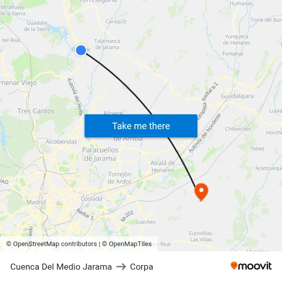 Cuenca Del Medio Jarama to Corpa map