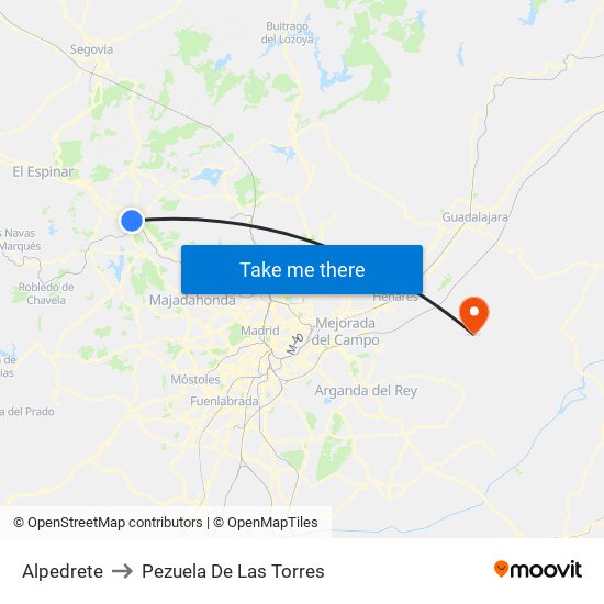 Alpedrete to Pezuela De Las Torres map