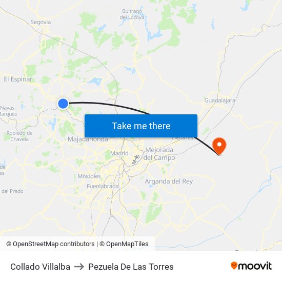 Collado Villalba to Pezuela De Las Torres map