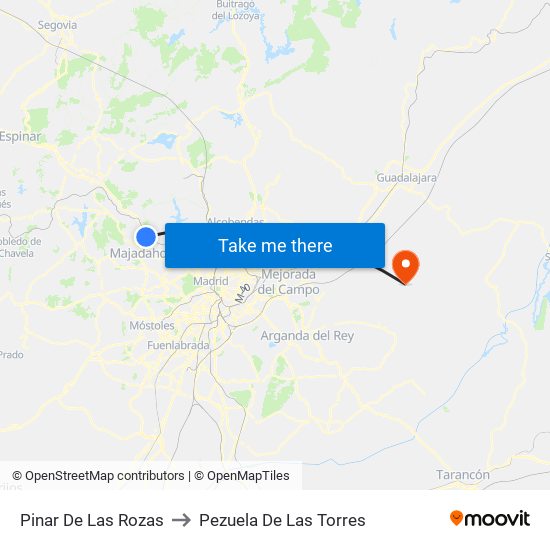 Pinar De Las Rozas to Pezuela De Las Torres map