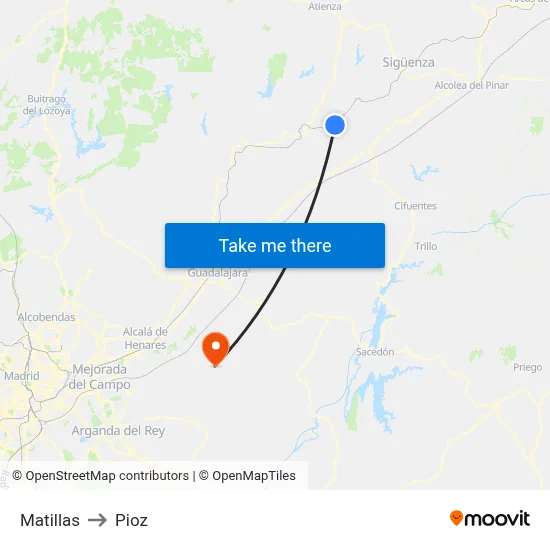 Matillas to Pioz map