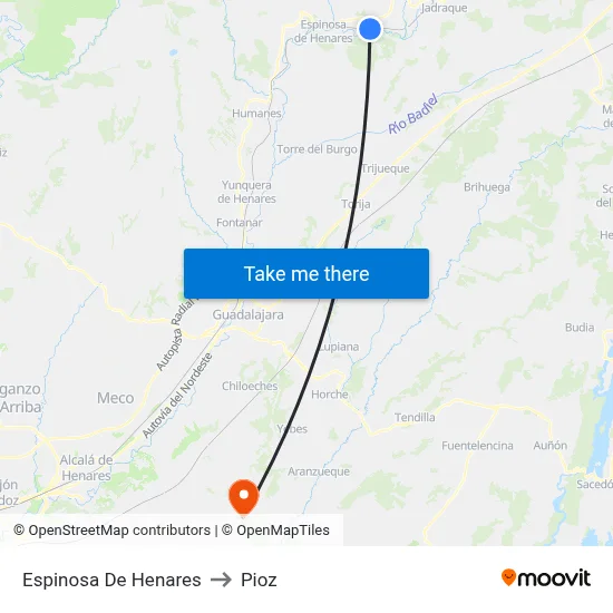 Espinosa De Henares to Pioz map