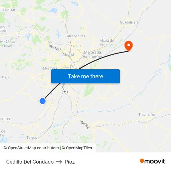 Cedillo Del Condado to Pioz map