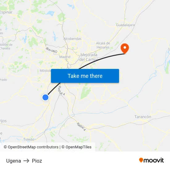 Ugena to Pioz map