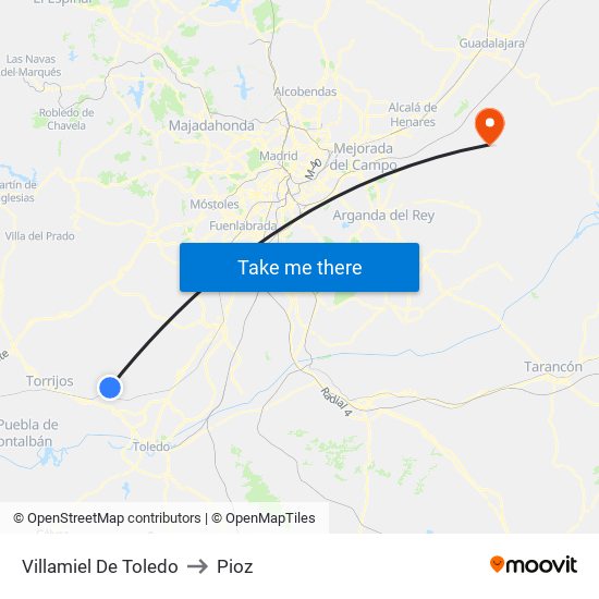 Villamiel De Toledo to Pioz map