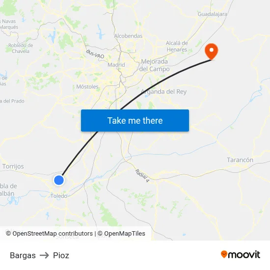 Bargas to Pioz map