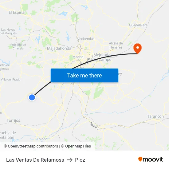 Las Ventas De Retamosa to Pioz map
