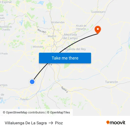 Villaluenga De La Sagra to Pioz map