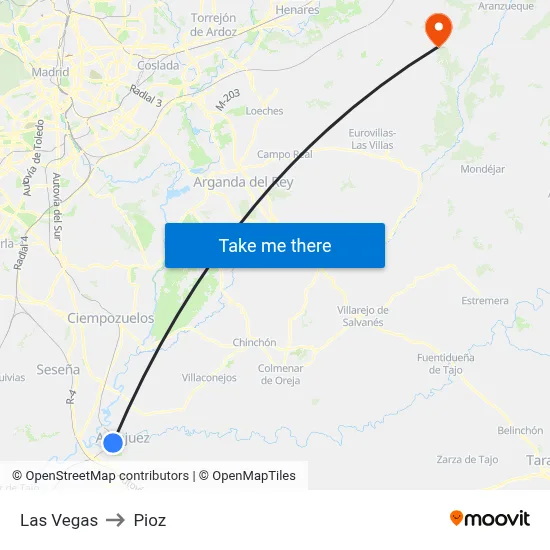 Las Vegas to Pioz map