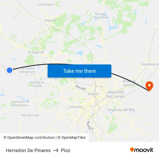 Herradón De Pinares to Pioz map