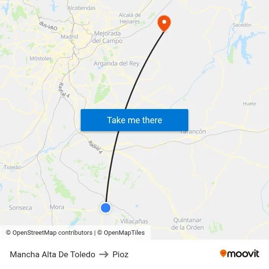 Mancha Alta De Toledo to Pioz map