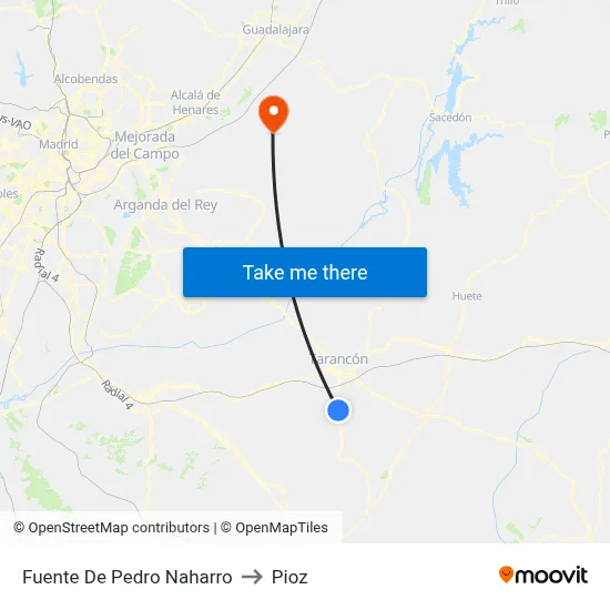 Fuente De Pedro Naharro to Pioz map