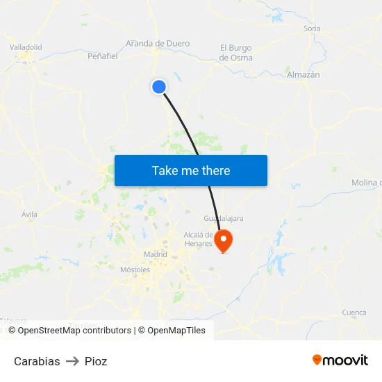 Carabias to Pioz map