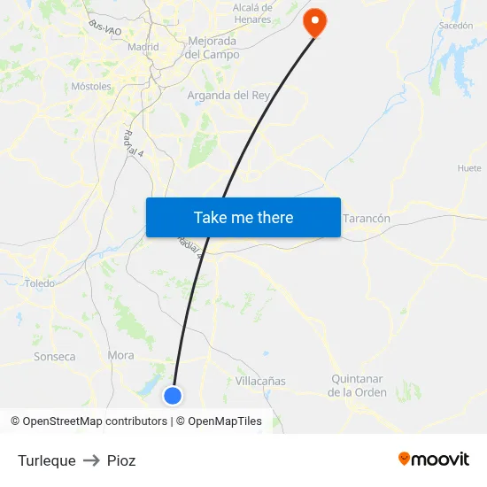 Turleque to Pioz map