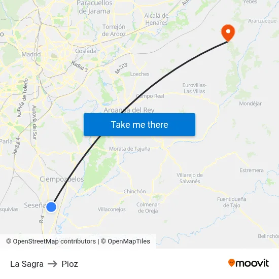La Sagra to Pioz map