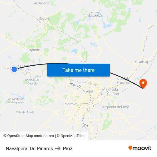 Navalperal De Pinares to Pioz map