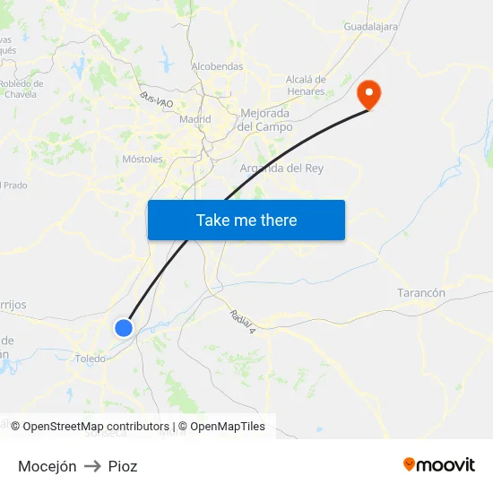 Mocejón to Pioz map