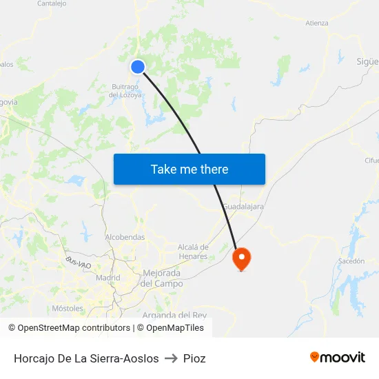 Horcajo De La Sierra-Aoslos to Pioz map