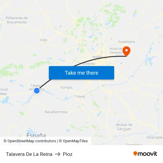 Talavera De La Reina to Pioz map