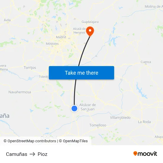 Camuñas to Pioz map