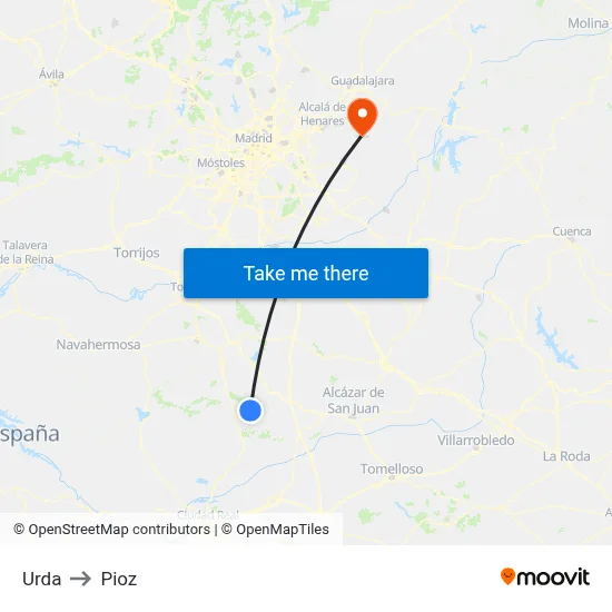 Urda to Pioz map