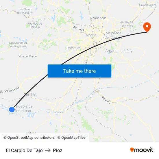El Carpio De Tajo to Pioz map
