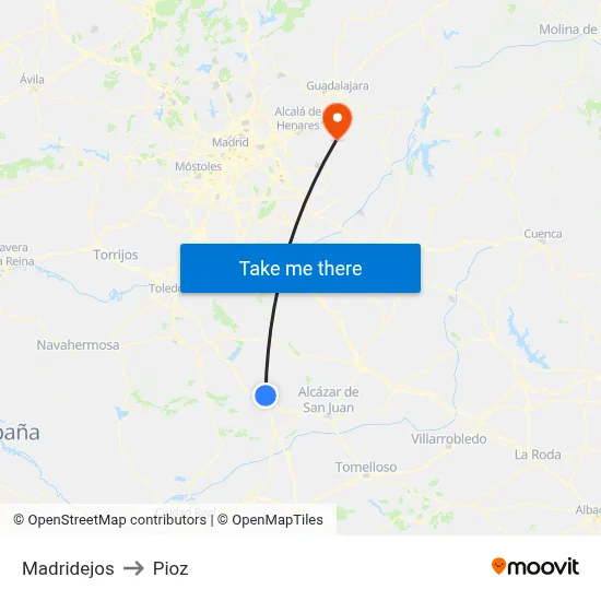 Madridejos to Pioz map